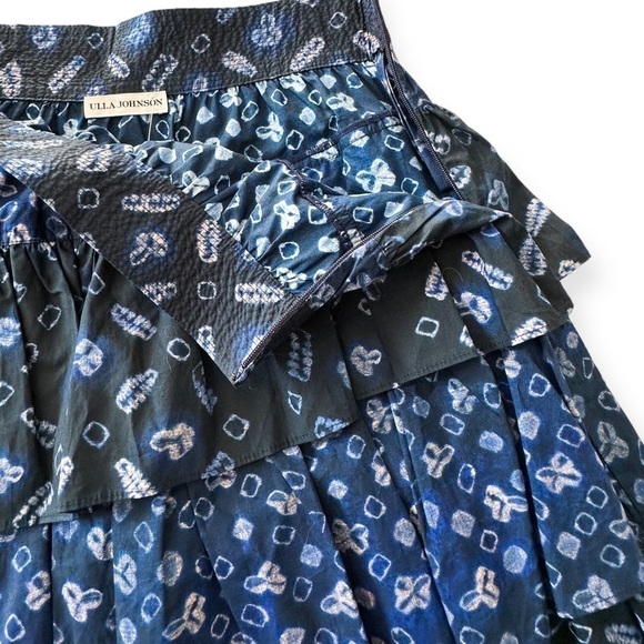 Never Worn‎ Ulla Johnson Aminta Poplin Chevron Shibori Skirt, Blue, Size 4 - Picture 11 of 15